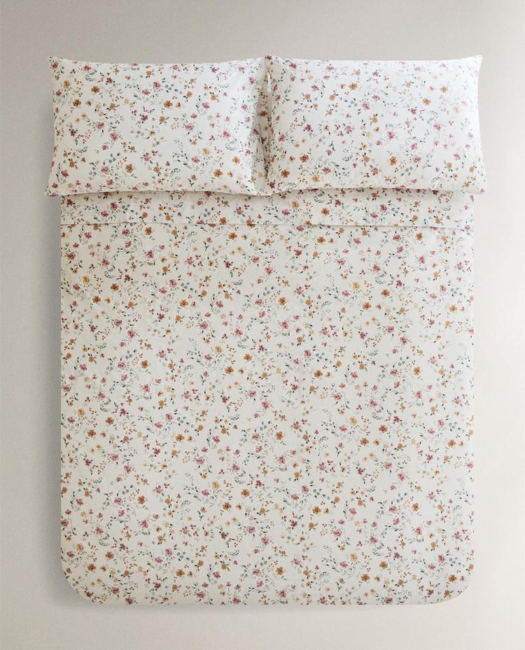 FLORAL COTTON PERCALE DUVET COVER (200 THREAD COUNT)