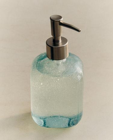 蓝色气泡玻璃香皂分液器