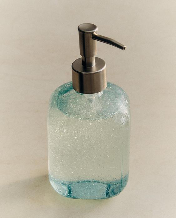 蓝色气泡玻璃香皂分液器