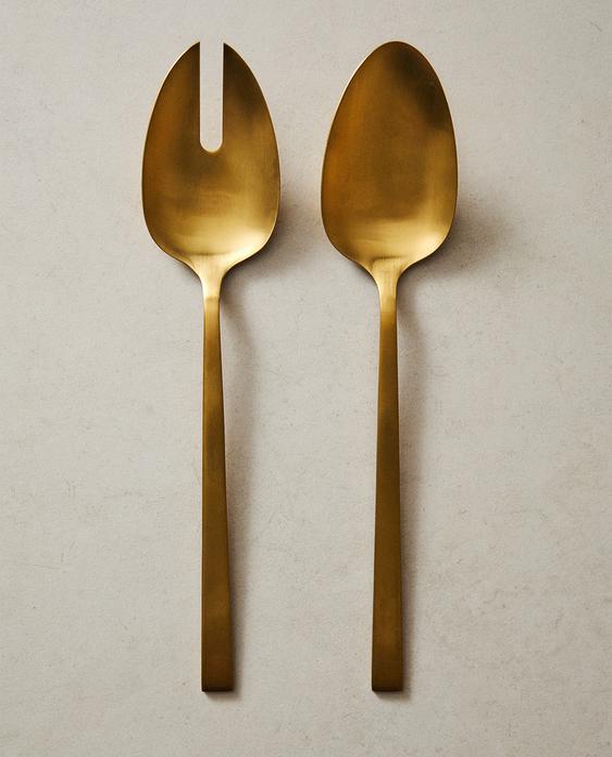 GOLDEN STEEL SALAD CUTLERY SET (SET OF 2)