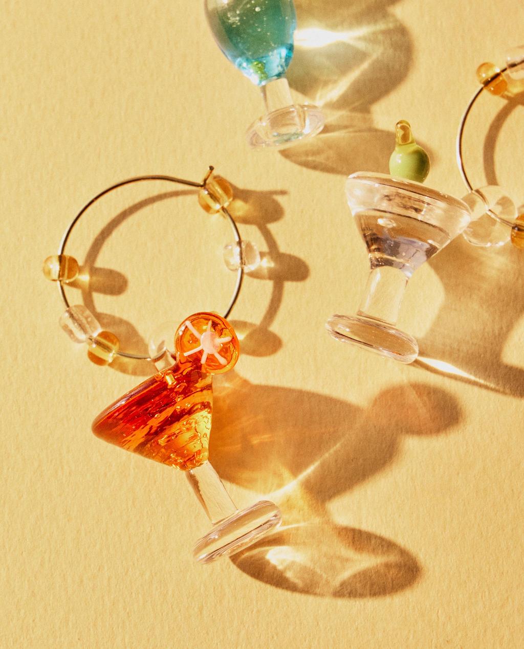 PACK OF GLASS COCKTAIL CHARMS (PACK OF 6)