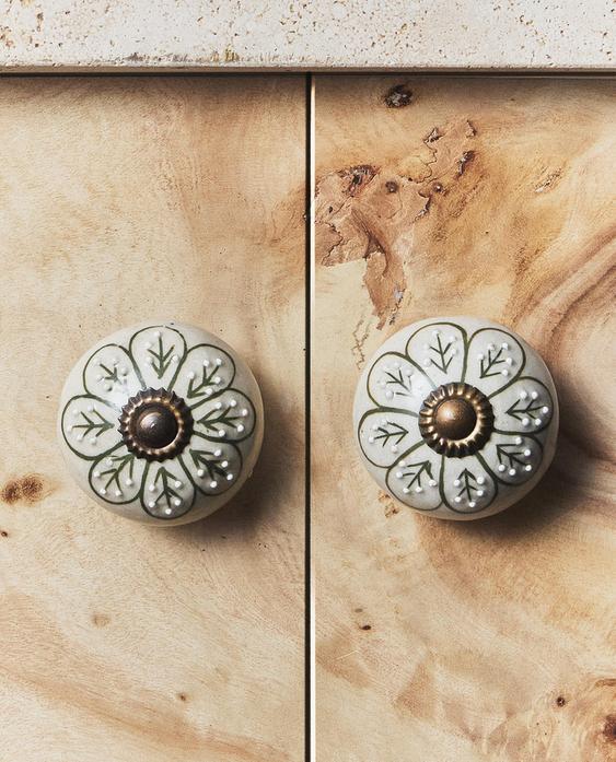 PACK OF CERAMIC FLOWER DOOR KNOBS (PACK OF 2)