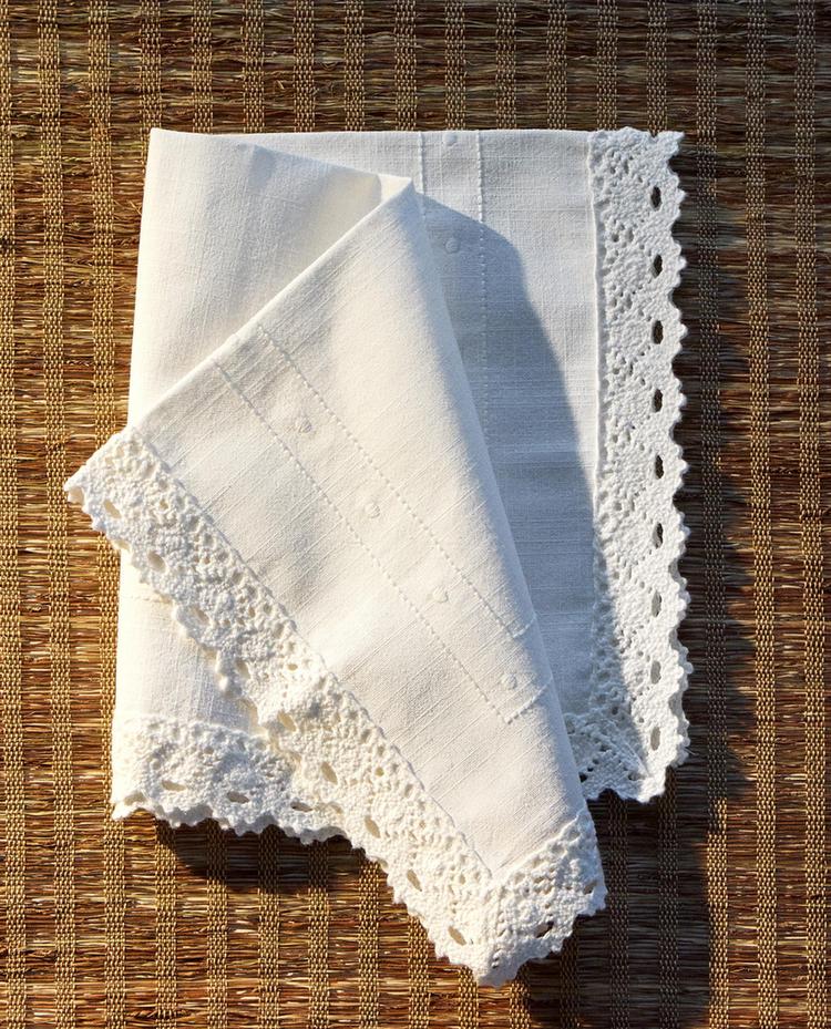 PACK OF EMBROIDERED AND LACE TRIM COTTON NAPKIN (PACK OF 2)