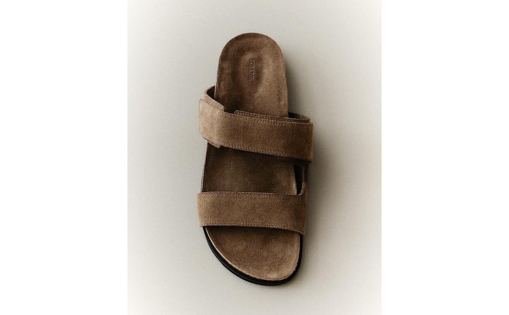SPLIT LEATHER DOUBLE-STRAP SANDALS