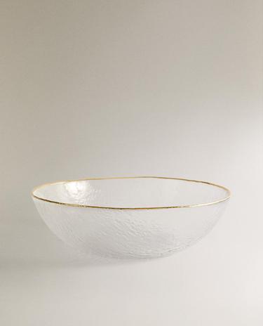金色边缘浮雕玻璃沙拉碗