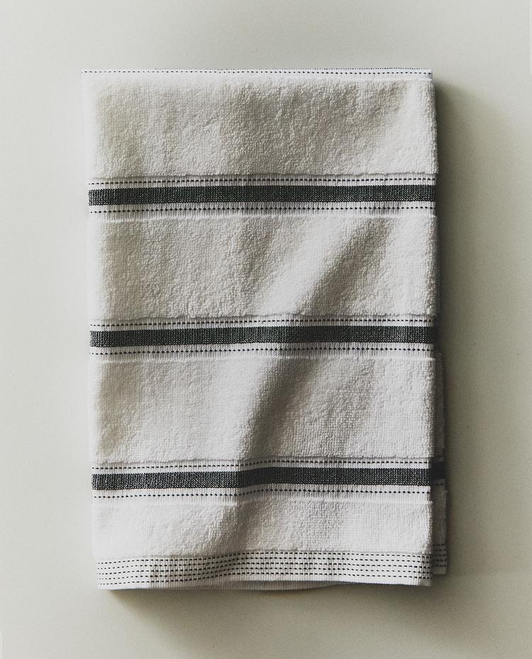 STRIPED COTTON TERRY TEA TOWEL