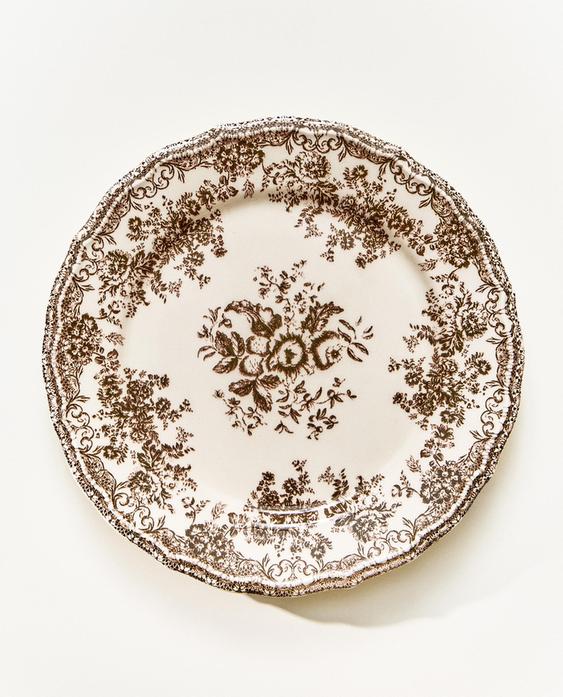 FLORAL EARTHENWARE DESSERT PLATE