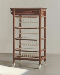 WOOD AND METAL STORAGE FURNITURE WITH WHEELS
