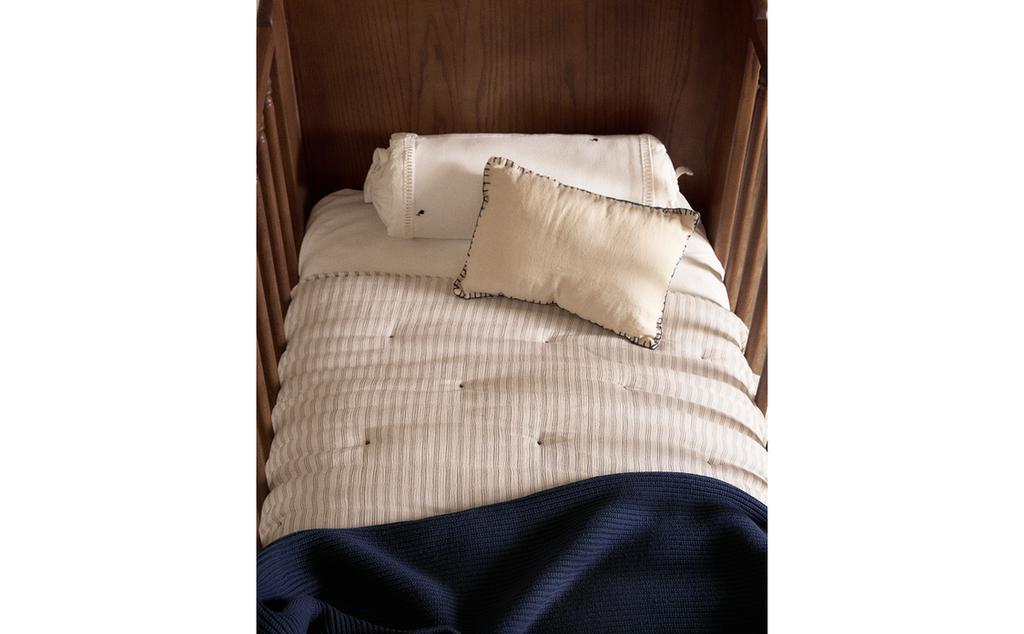 KIDS' COTTON QUILTED BEDSPREAD WITH THIN STRIPES