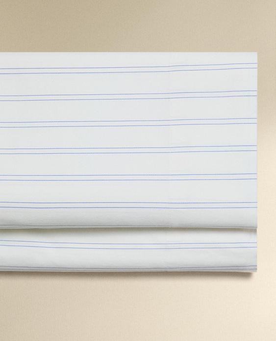 COTTON FLAT SHEET WITH DOUBLE STRIPES