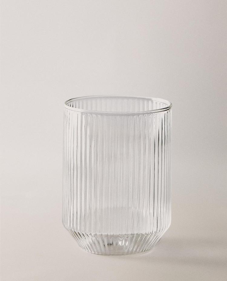 凸饰线条设计硼硅玻璃杯