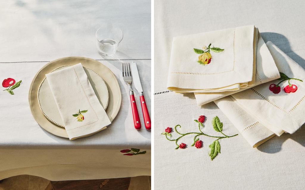 EMBROIDERED FRUIT TABLECLOTH