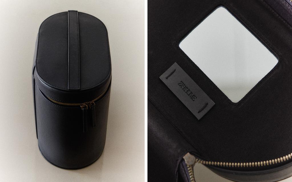 RIGID MIRRORED LEATHER WASH BAG