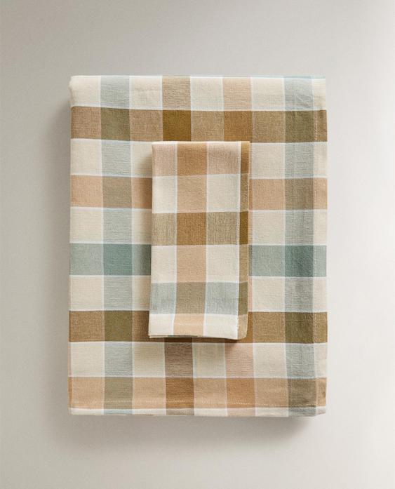 DYED THREAD CHECK TABLECLOTH