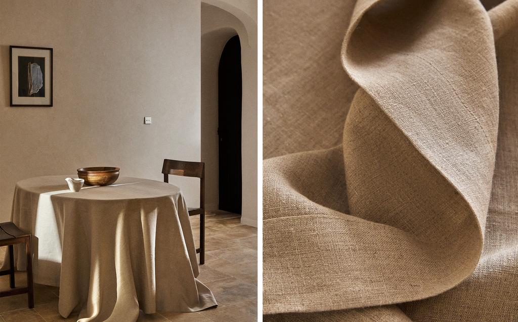PLAIN-COLOURED LINEN TABLECLOTH