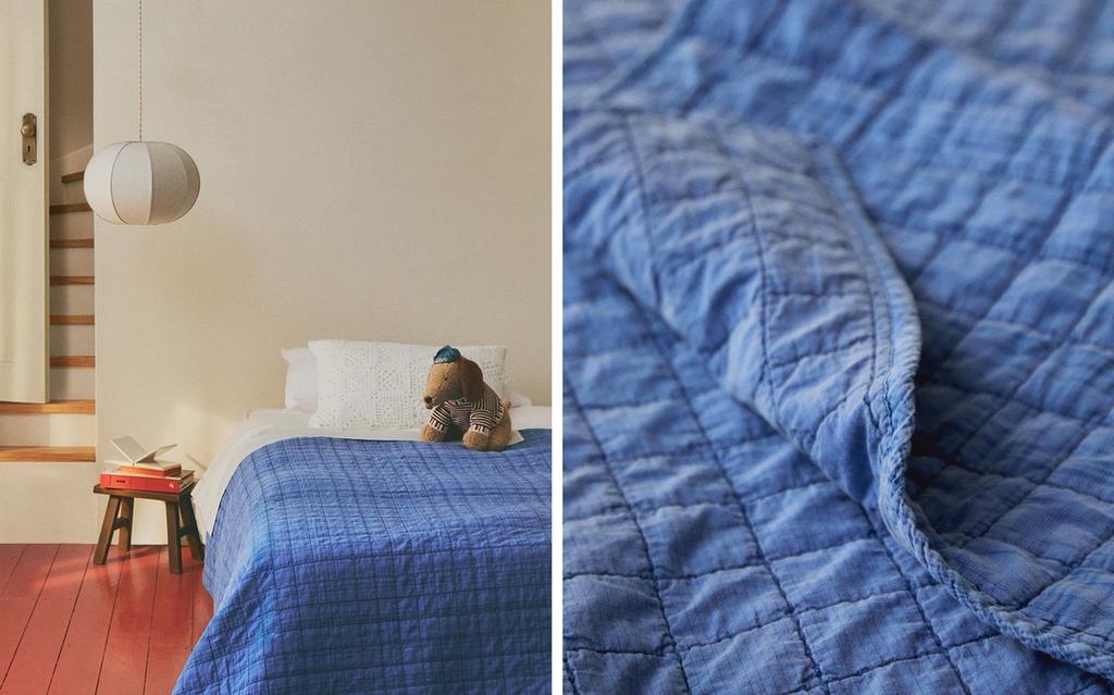 KIDS’ REVERSIBLE CHECK QUILTED BEDSPREAD