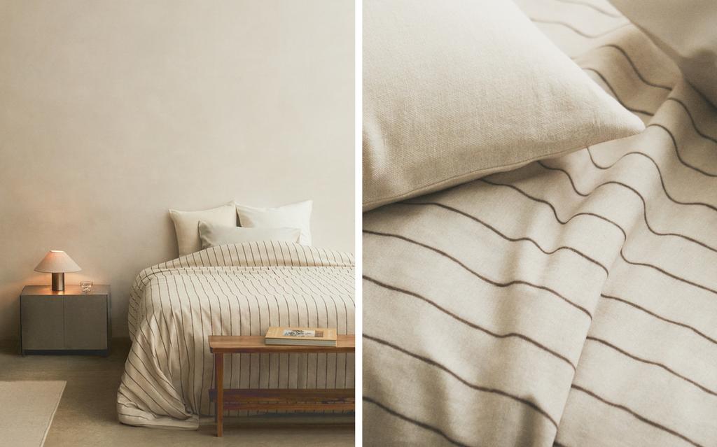 STRIPED COTTON AND LINEN DUVET COVER