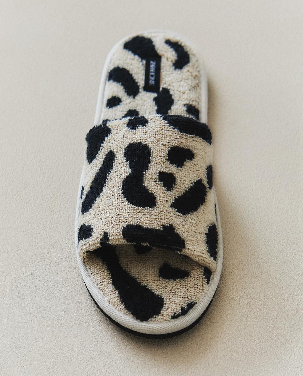 ANIMAL PRINT TERRY SLIDER SLIPPERS