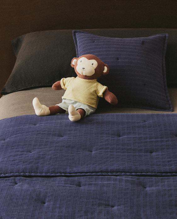 KIDS' STRIPED JACQUARD QUILTED BEDSPREAD
