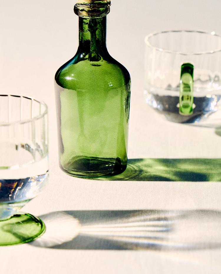 BOTTLE, GLASS AND MUG