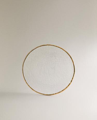 金色浮雕玻璃面包盘