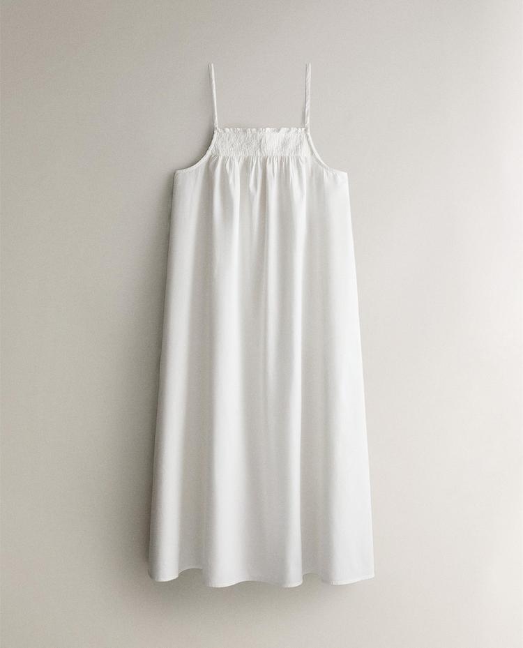 GATHERED COTTON NIGHTDRESS