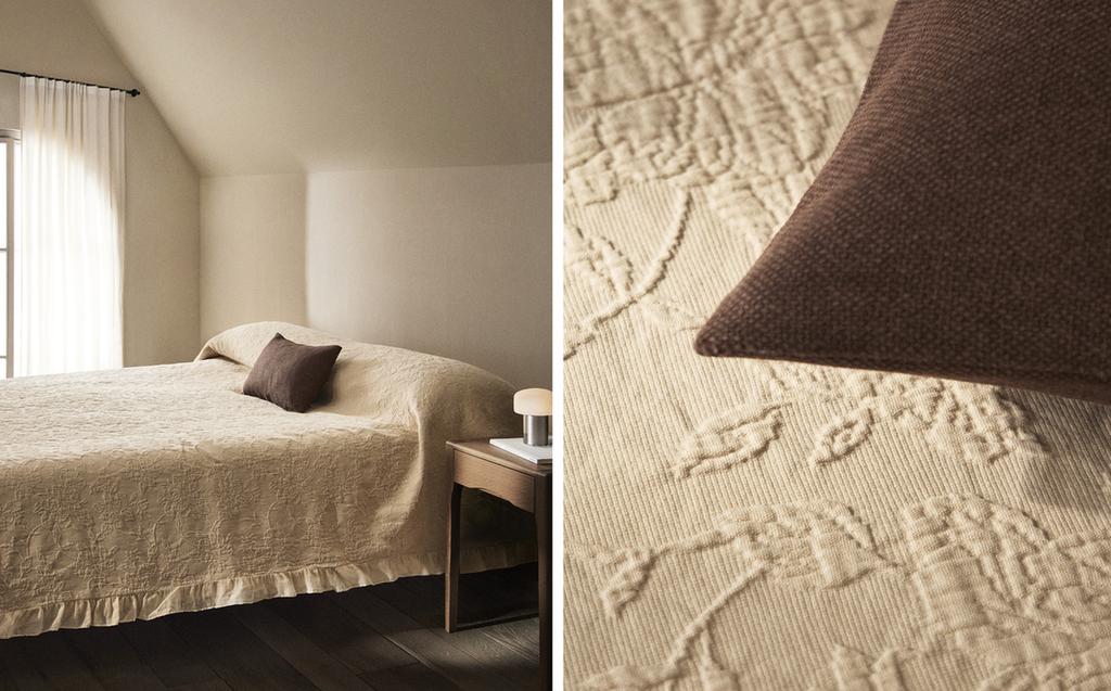 JACQUARD BEDSPREAD WITH RUFFLE TRIM