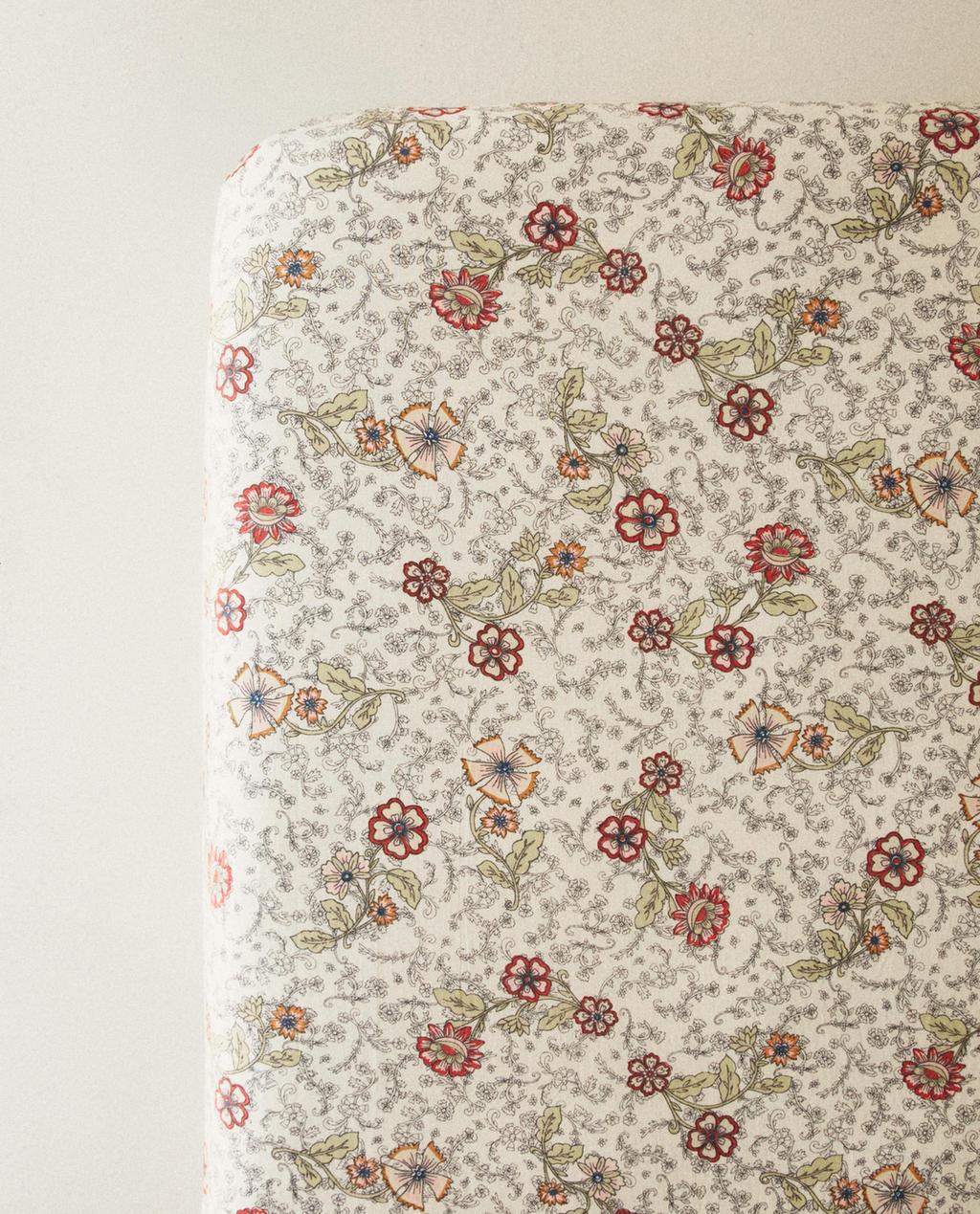 KIDS' FLORAL COTTON FITTED SHEET