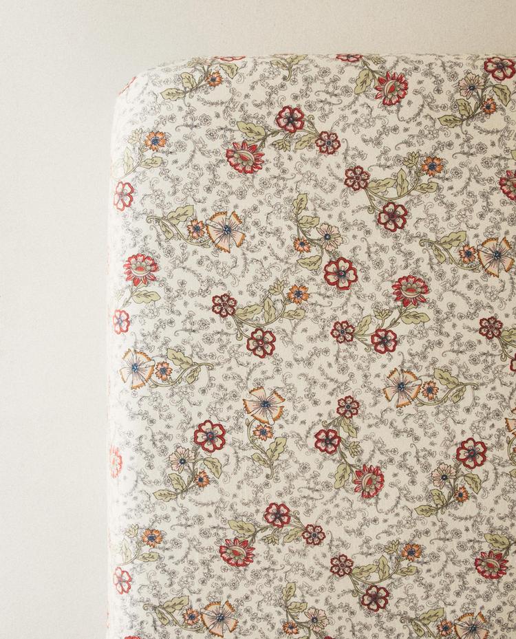 KIDS' FLORAL COTTON FITTED SHEET