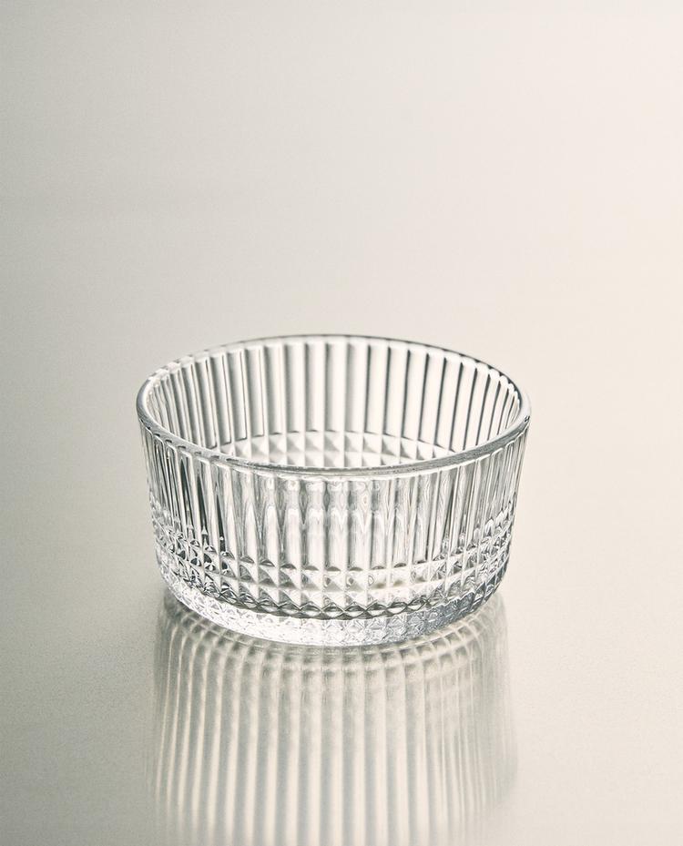 GLASS MINI BOWL WITH RAISED GEOMETRIC DESIGN