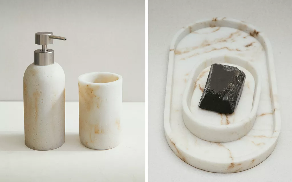 MARBLE-EFFECT BATHROOM SET