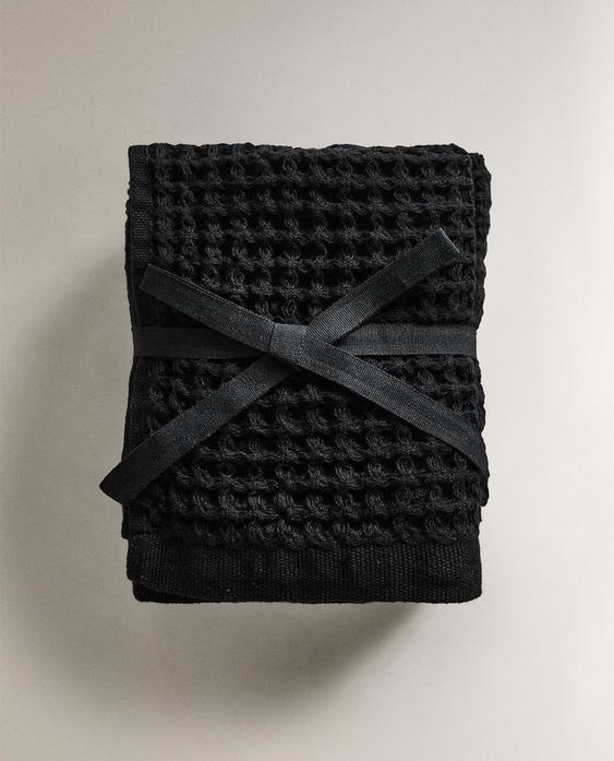 WAFFLE-KNIT COTTON HAND TOWEL (PACK OF 3)