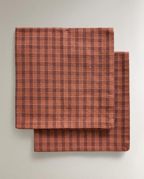 PACK OF CHECK NAPKINS WITH TOPSTITCHING (PACK OF 2)