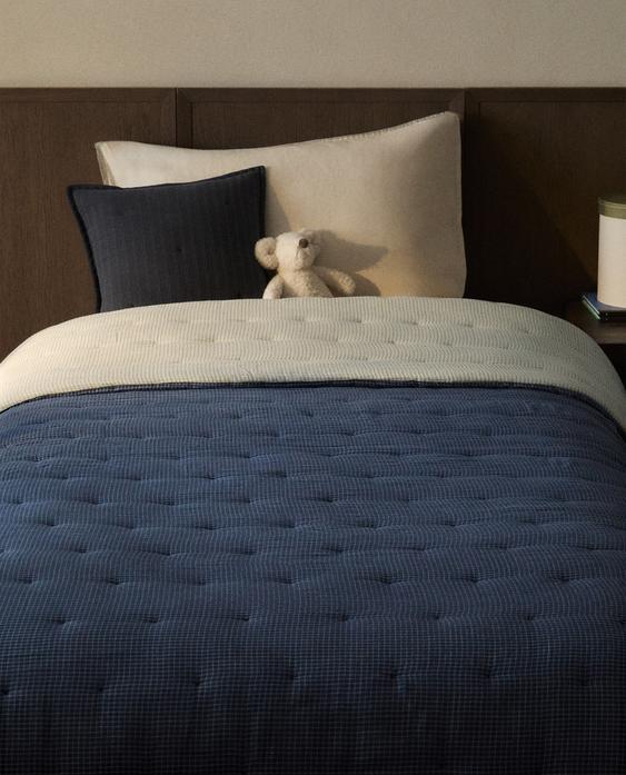 KIDS' REVERSIBLE MUSLIN QUILTED BEDSPREAD