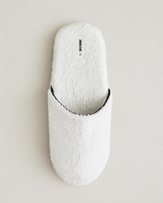 TERRY BATHROOM SLIPPERS WITH TRIM