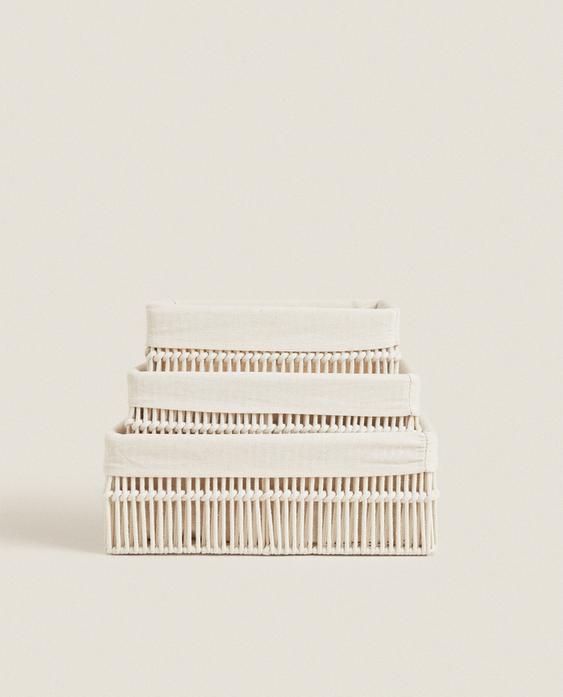 RECTANGULAR BASKET WITH COTTON LINING
