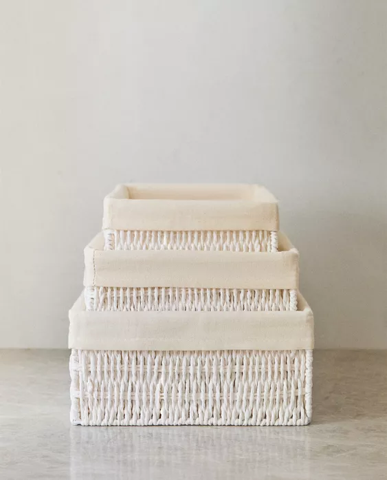 RECTANGULAR BASKET WITH COTTON LINING