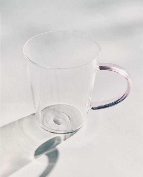 BOROSILICATE GLASS MUG WITH COLOURED HANDLE