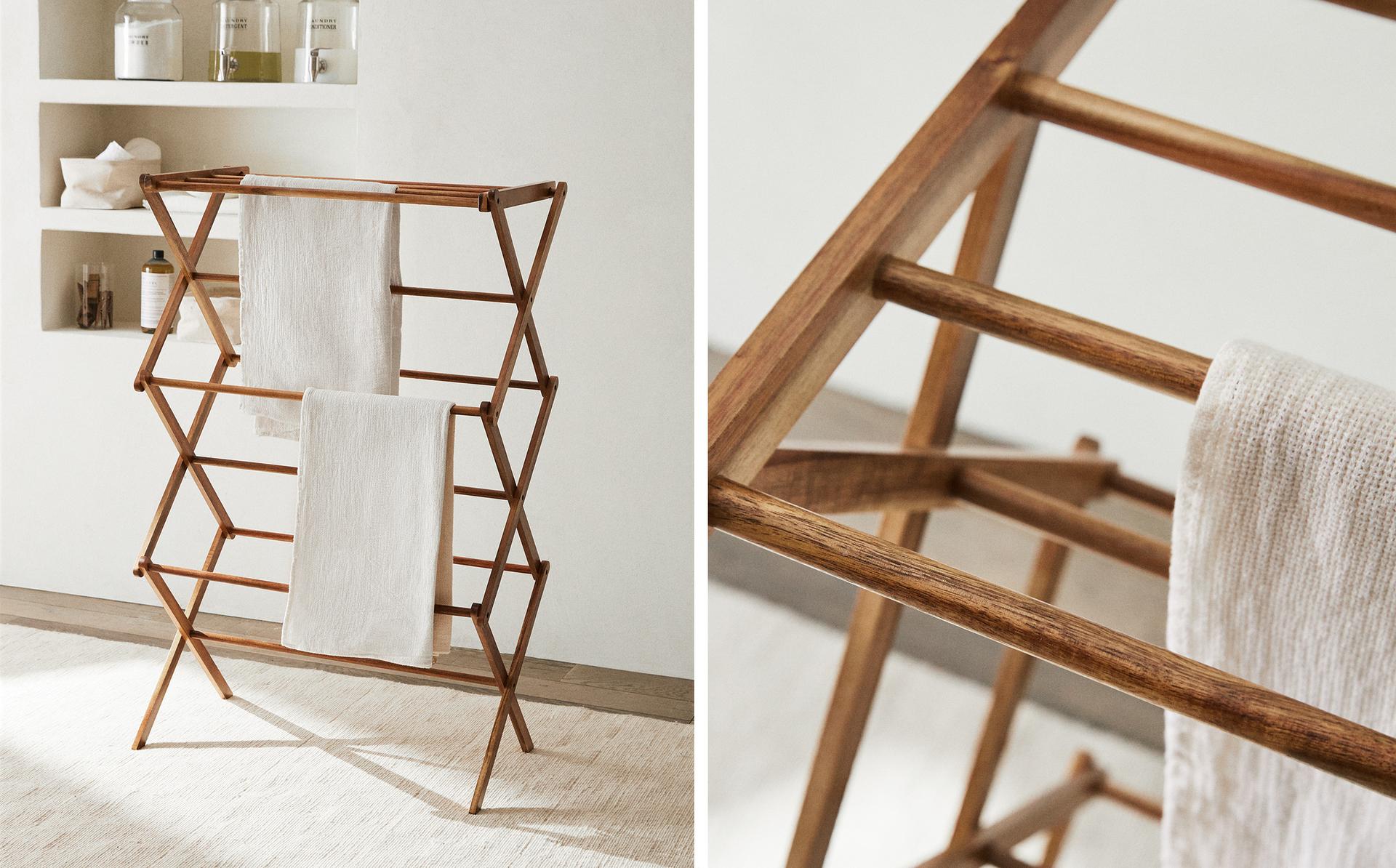 VERTICAL FOLDING WOODEN DRYING RACK