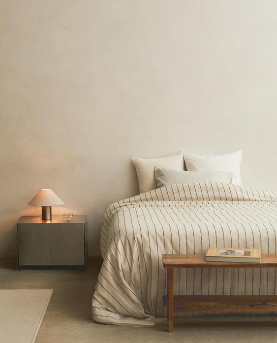 STRIPED COTTON AND LINEN DUVET COVER
