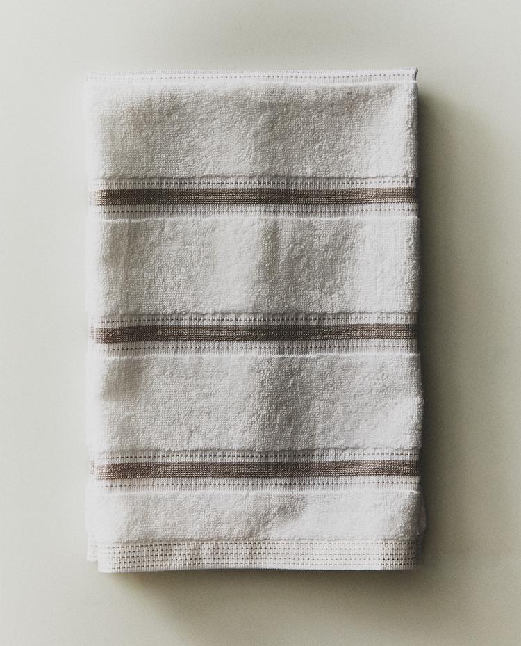 STRIPED COTTON TERRY TEA TOWEL