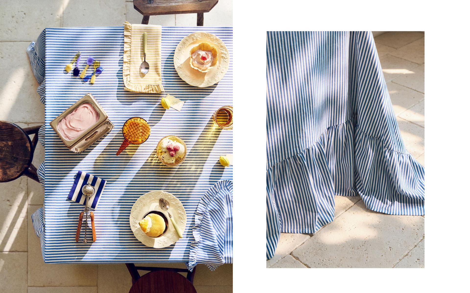 RUFFLED COTTON TABLECLOTH