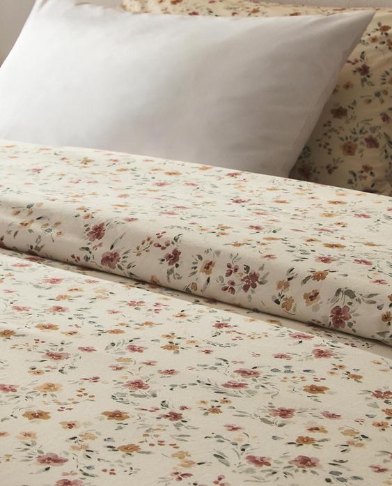 FLORAL COTTON PERCALE DUVET COVER (200 THREAD COUNT)