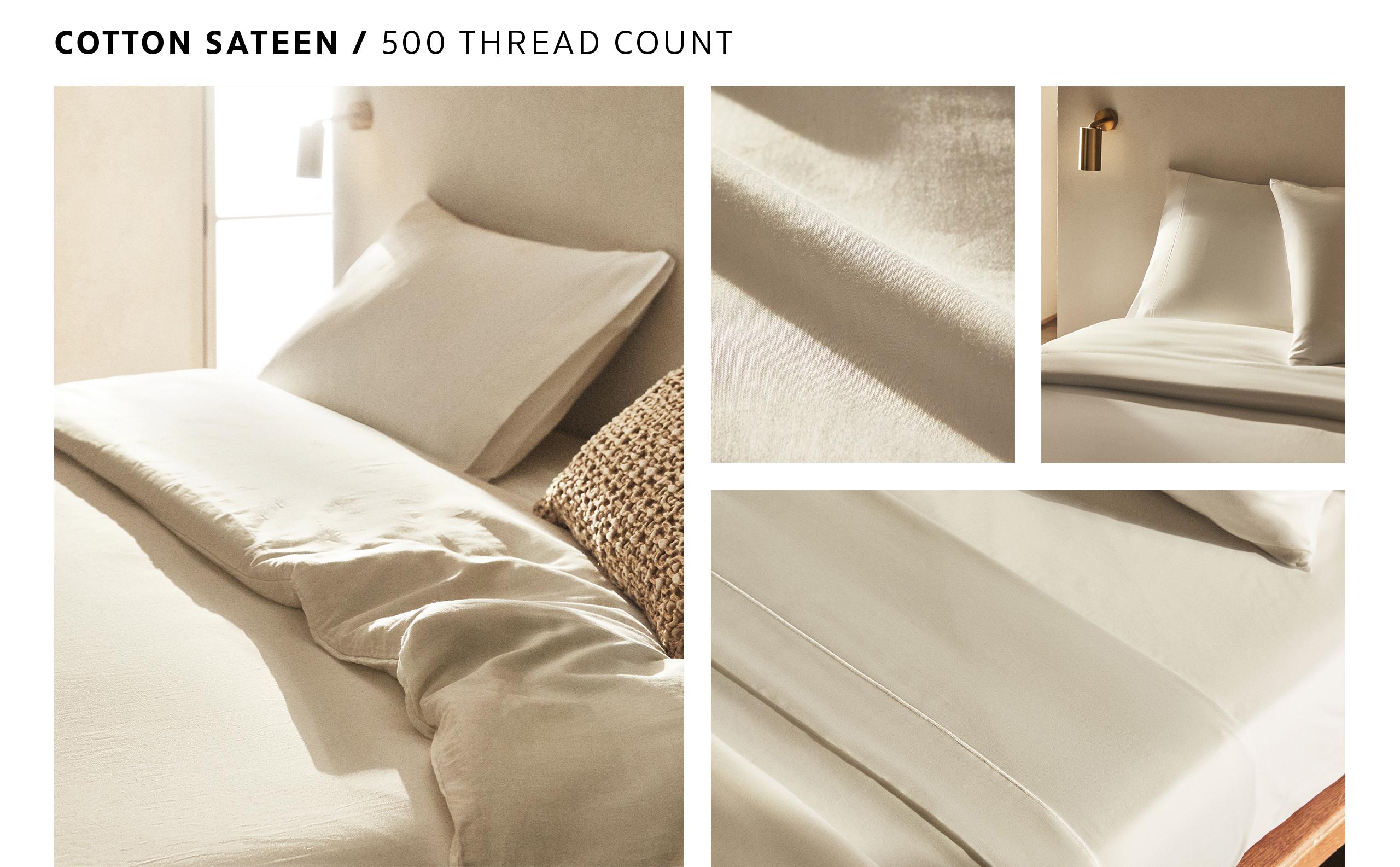 (500 THREAD COUNT) SET OF COTTON SATEEN SHEETS