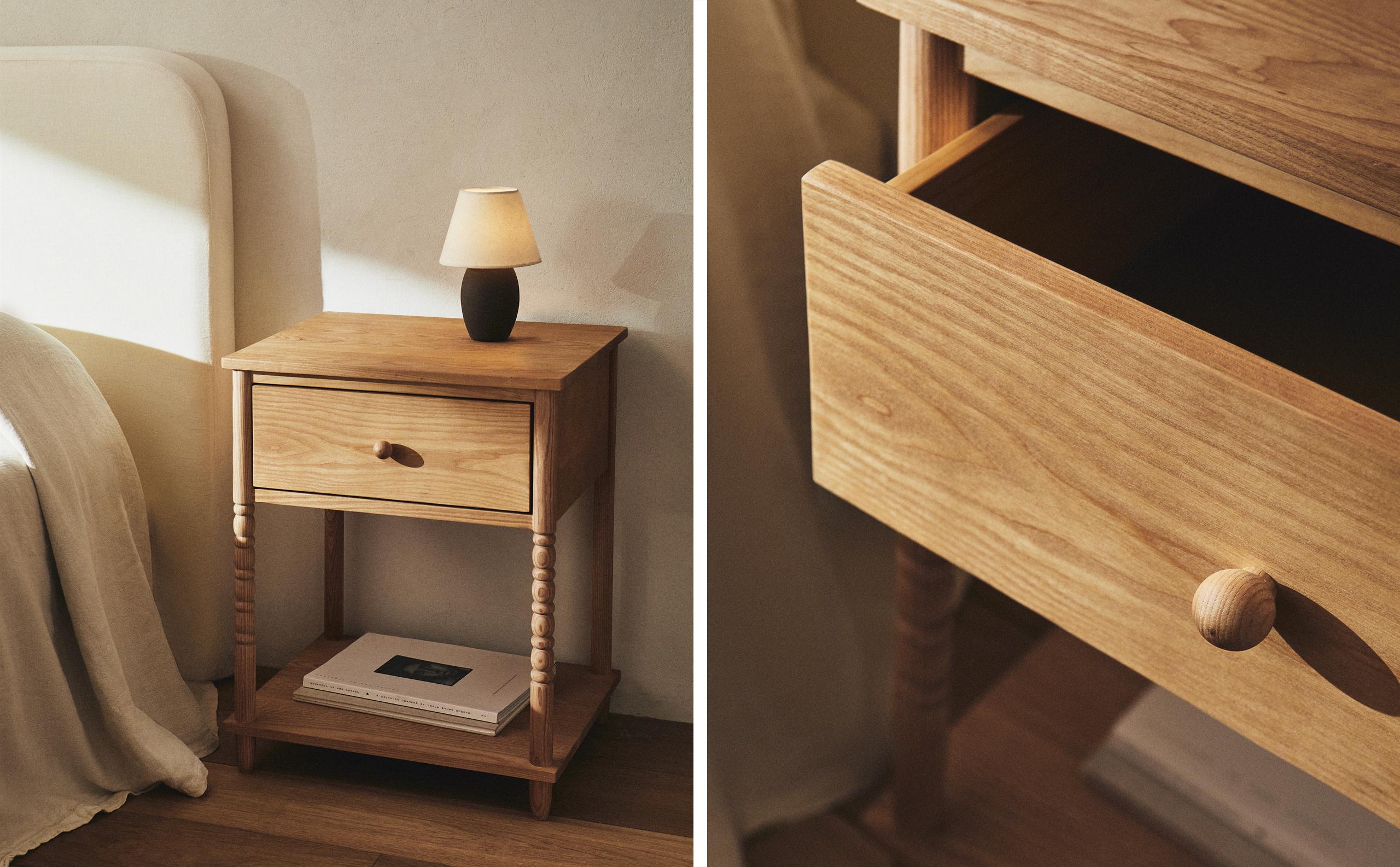 WOODEN BEDSIDE TABLE