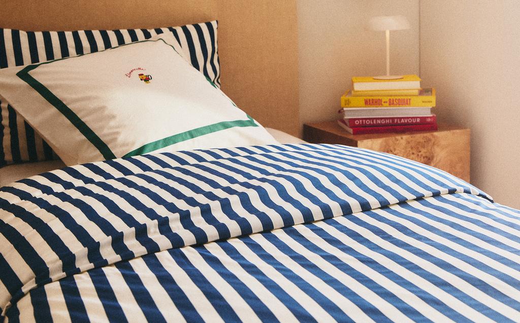 X THE ANIMALS OBSERVATORY KIDS’ STRIPED DUVET COVER