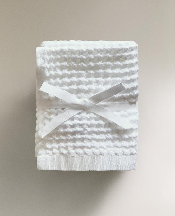 WAFFLE-KNIT COTTON HAND TOWEL (PACK OF 3)