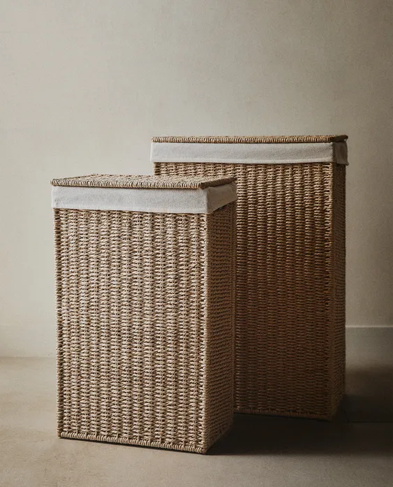 FABRIC-LINED LAUNDRY BASKET