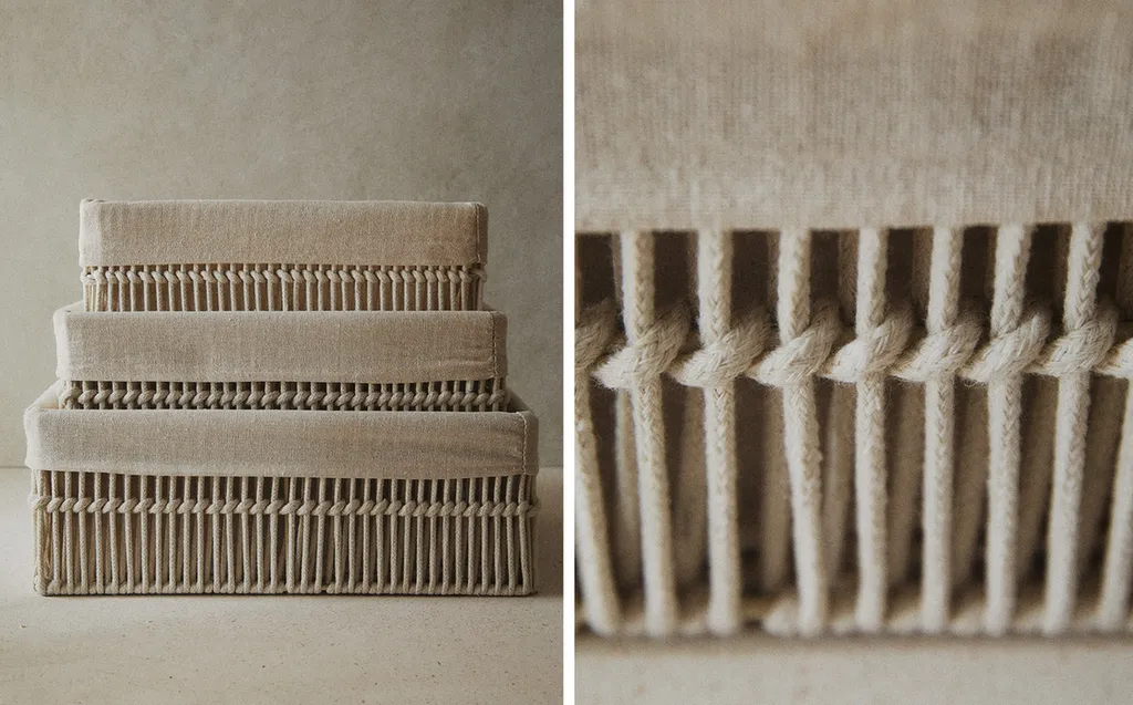 RECTANGULAR BASKET WITH COTTON LINING