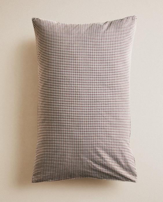 KIDS' DYED THREAD CHECK PILLOWCASE